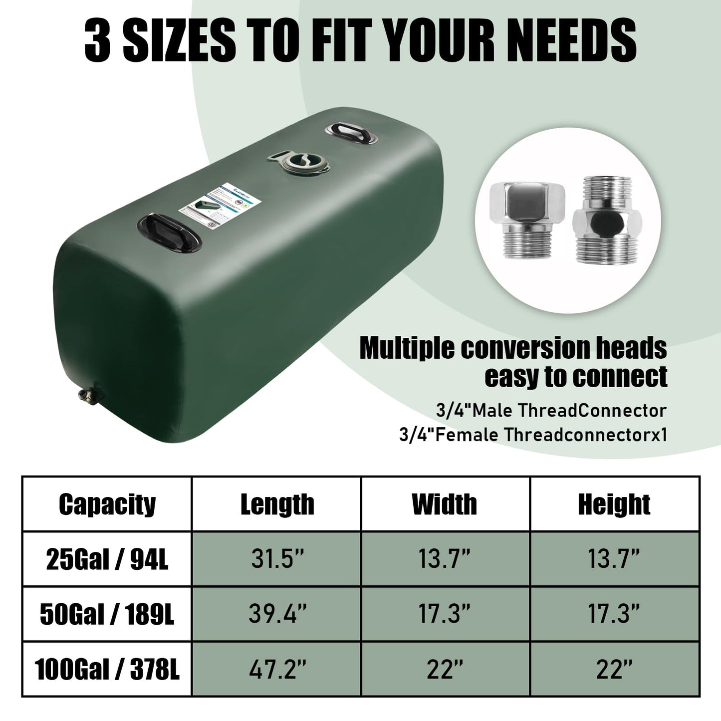 LATHEVEE Drinking Water Storage Bladder,25 Gallon Portable Water Bladder Tank, RV Water Tank, Can Be Used for Storing Drinking Water, Camping, Traveling, Wilderness Survival Patrols, Etc.