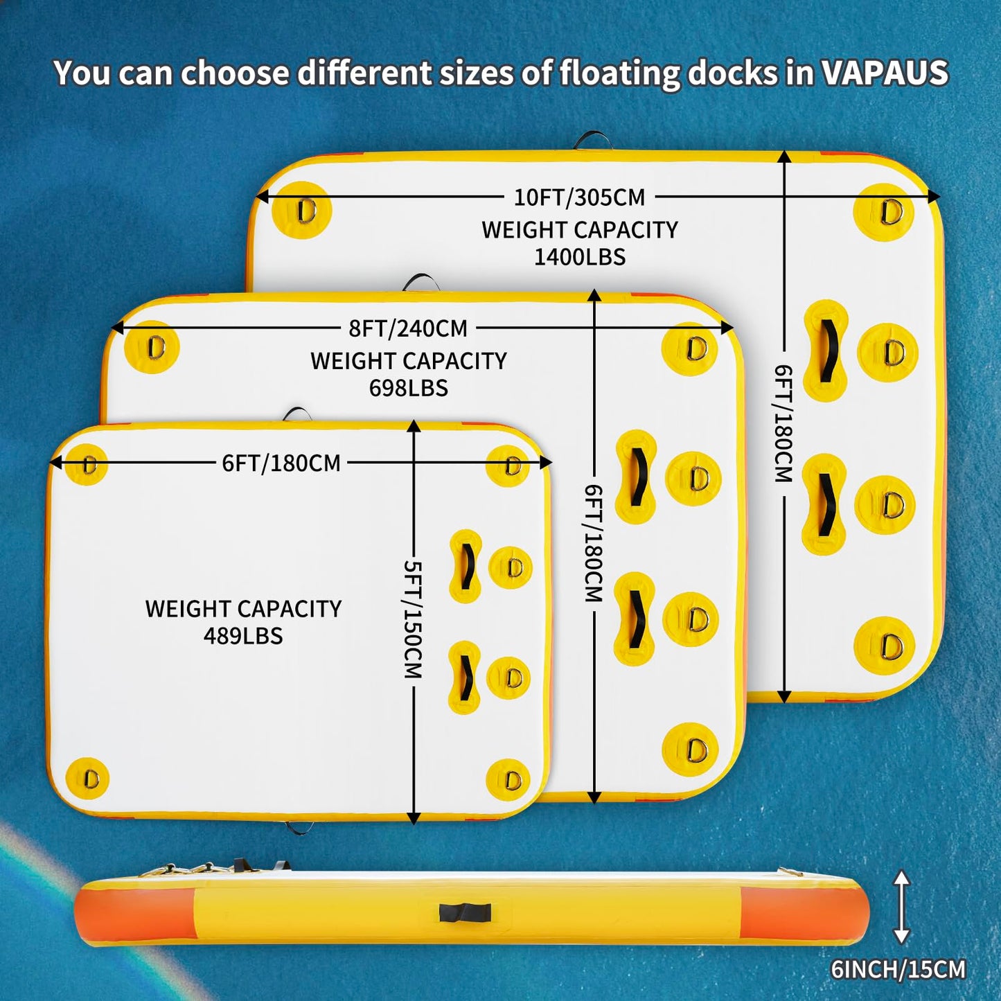 vapaus Inflatable Floating Dock with Electric Air Pump Bundle – Versatile Water Platform with Quick Inflation for Outdoor Fun