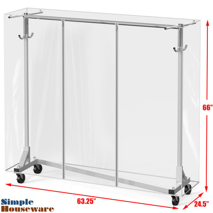 Simple Houseware Industrial Grade Z-Base Garment Rack, 500lb Load with 62" Extra Long bar w/Clear Cover and Tube Bracket