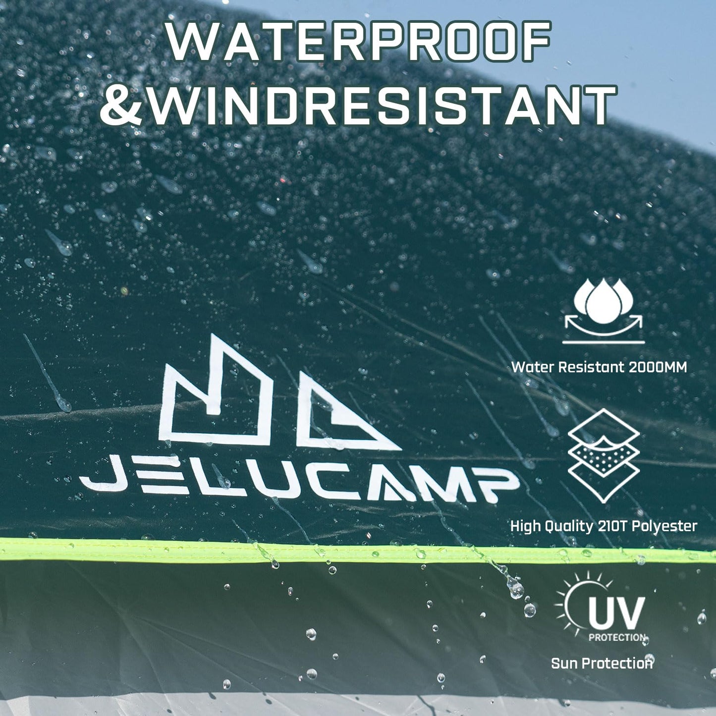 JELUCAMP SUV Tents for Camping 6 Person Waterproof, Car Family Camping Tent with Tailgate Attachment for SUV, Jeep, Truck with Cap, Easy Setup Large Tent for Outdoor Camping, Dark Green