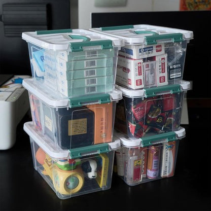 Eslite 6 Quart Clear Plastic Stackable Storage Bins - Latching Box with Handle & Lid, Pack of 6
