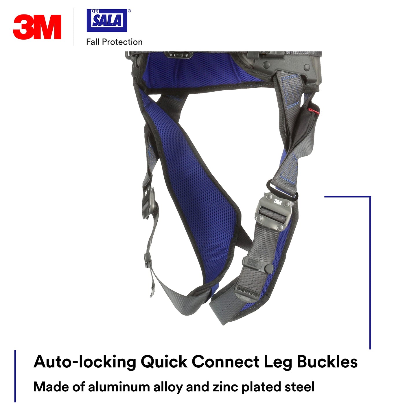 3M 1403071 DBI-SALA ExoFit X300 Comfort Construction Safety Harness Fall Protection, OSHA, ANSI, Lightweight Aluminium Back D-Ring, Auto-Locking Quick Connect Chest and Leg Buckles, Medium