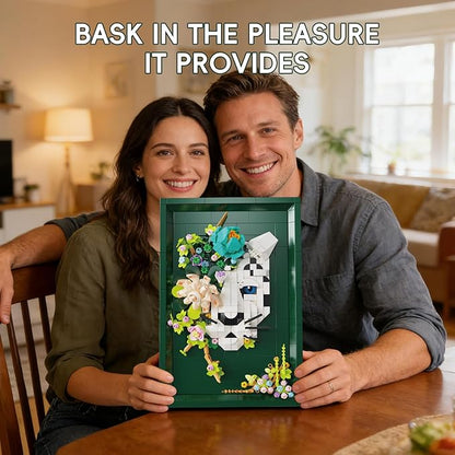 Leopard &amp Flowers Photo Frame Building Block Set 3D Wall Decor Puzzle Toy for Adults Creative Floral Animal Ornament.Ideal Gift Toy for Adults &amp Teens.