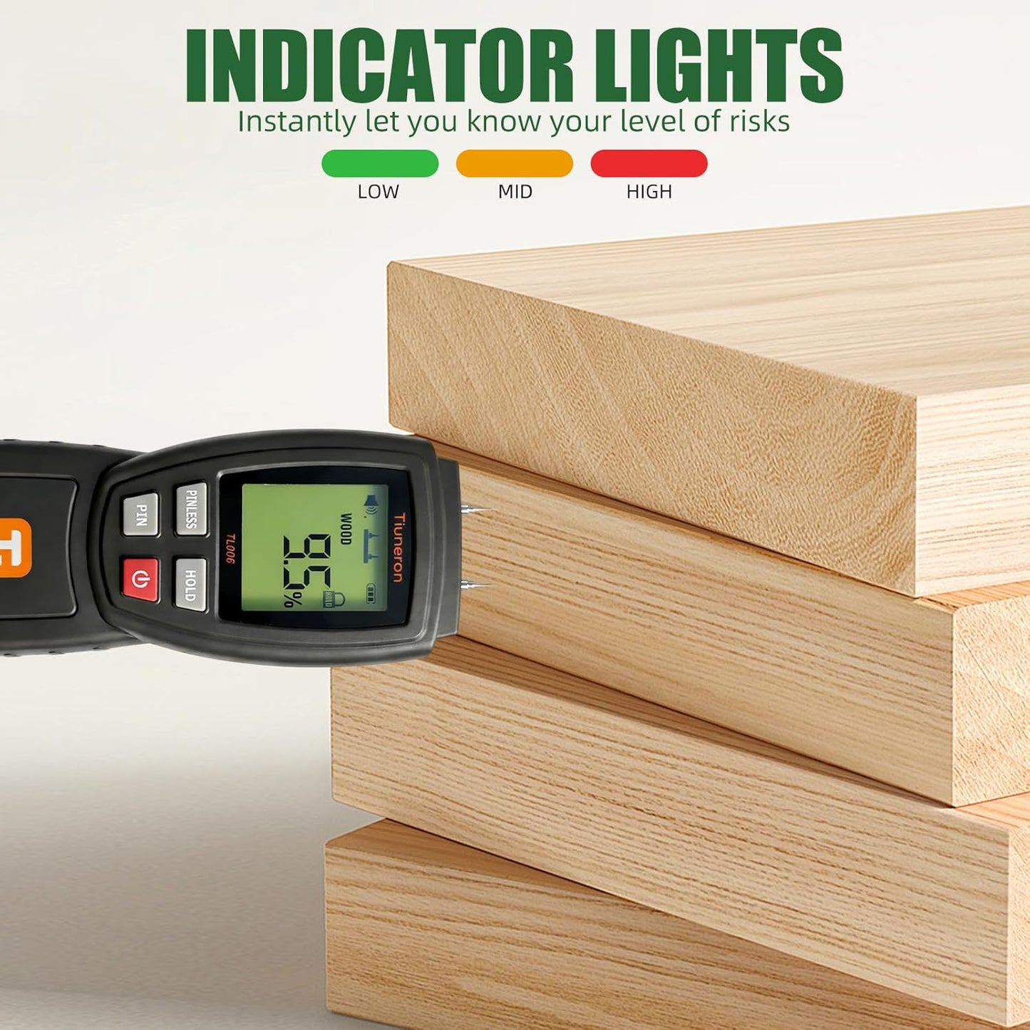 Skiennix Dual Mode Moisture Meter - 2-in-1 Pin & Pinless Detector with Backlight & Buzzer | Ideal for Wood, Drywall & Masonry