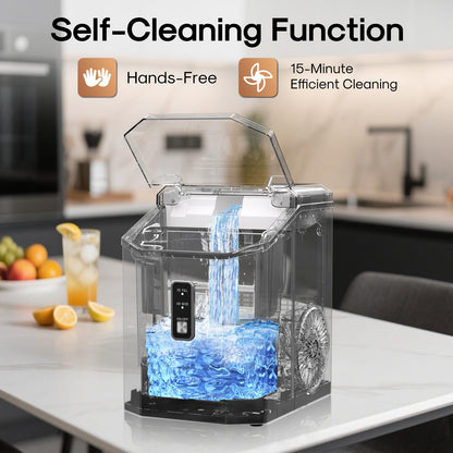 ICEPURE Nugget Ice Makers Countertop with App, Portable Ice Machine with WiFi, 33lbs in 24H, Ready in 5-10 Mins, Self Cleaning，Small Ice Maker with Basket Scoop, for Home/Party/RV(Stainless Steel)