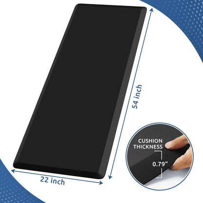 KitchenClouds Kitchen Mat Cushioned Anti Fatigue Rug 22"x54" Water Resistant, Non Slip, Standing and Comfort Desk/Floor Mats for House Sink Office (Black,0.8inch)