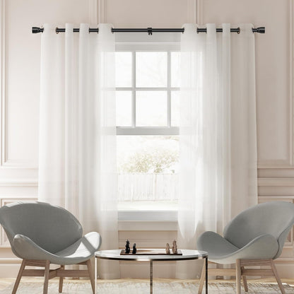 Skiennix 1” Diameter Adjustable Curtain Rod - Heavy Duty Matte Black, Fits 30-170 Inch Windows