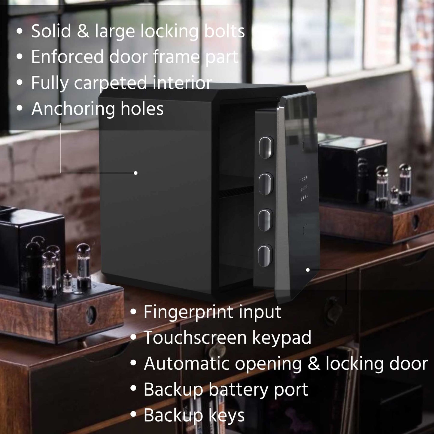 BOFON Home Safe, Fingerprint Password Safe Box with Key, Cabinets SafeBox for Home, Security Box, Biometric Safe, W-series 2.1Cubic feet
