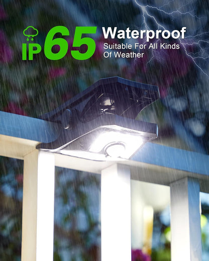 LIFENGSOLER 45 LED Motion Sensor Outdoor Lights, Solar & USB Powered, Waterproof, Black, Model JZD-45-2, 800LM, 2 Pack