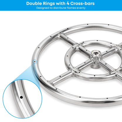 Stanbroil Natural Gas Fire Pit Stainless Steel Burner Ring Installation Kit, 12-inch