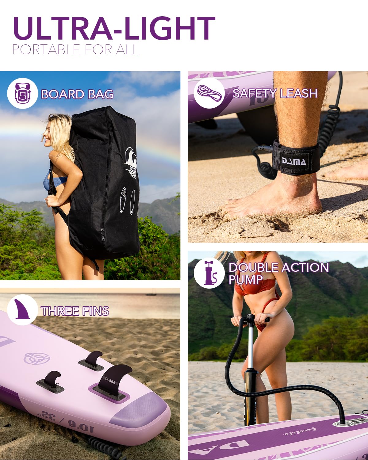 DAMA Premium Yoga&Pets Inflatable Stand Up Paddle Board, 33” Extra Wide Sup Board for Adult on Water, 330lbs Yoga Boardd with Durable SUP Accessories & Carry Bag
