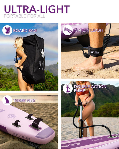 DAMA Premium Yoga&Pets Inflatable Stand Up Paddle Board, 33” Extra Wide Sup Board for Adult on Water, 330lbs Yoga Boardd with Durable SUP Accessories & Carry Bag