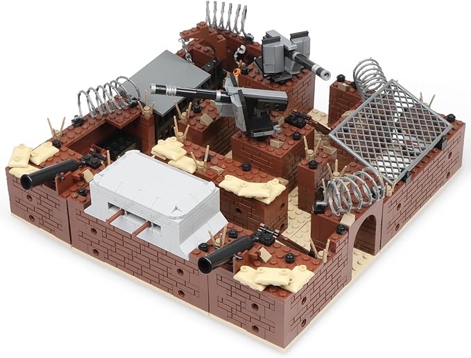 Finger Rock WW2 Military Base Bunker Trench Building Set 8 in 1 Army Battle Scenes with Fortresses Anti-Aircraft Guns Treatment Room and Penitentiary Idea Gifts for Teens Adults 14+ (833pcs)