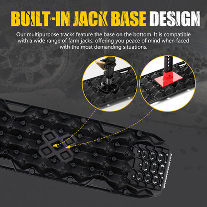 BUNKER INDUST Offroad Traction Board with Jack Base,Pair 47.24"L x 14"W Recovery Track Tire Traction Mat -Black Sand,Mud,Snow Ramps (Replaceable Dual Colors Teeth/Rugged Steel Plate) Gen 11th