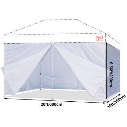 Tradesparker 10x20 Pop up Canopy Sidewall Kit Only, 3 Sidewalls & 1 Doorwall Removable Zipper End Fit for Commercial Instant Tent Canopies,NOT Excluding Top and Frame,Black