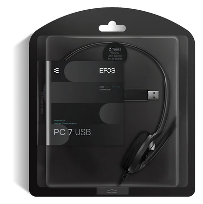 EPOS PC 7 USB Wired Headset – Lightweight Noise-Cancelling Boom Mic, Wideband Audio, Plug-and-Play USB-A, Crystal-Clear Calls for Skype, Zoom & Teams – Compatible with Windows, macOS, Chromeboo, Black