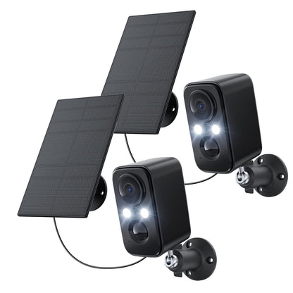 Security Cameras Wireless Outdoor: Cameras for Home Security WiFi Camera with Solar Panel Battery Powered Surveillance System Kit Motion Sensor Alarm Floodlight Night Vision IP66 Waterproof