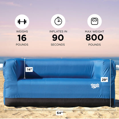 Slouch Couch | Air Sofa with Built-in Pump, Hidden Cup Holders, Storage Pockets | Durable Blow Up Couch with High-Performance Fabric for Camping, Beach, Home & Outdoors (Daydream)