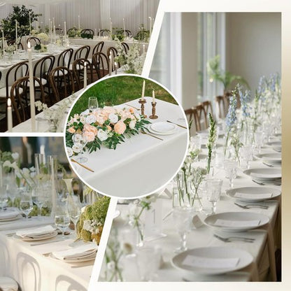 FINDYOU Ivory 6 Pack Polyester Table Cloth 60 x 102 Inch, Rectangle Tablecloths for 6 Foot Tables Washable Table Cloth for Party Wedding