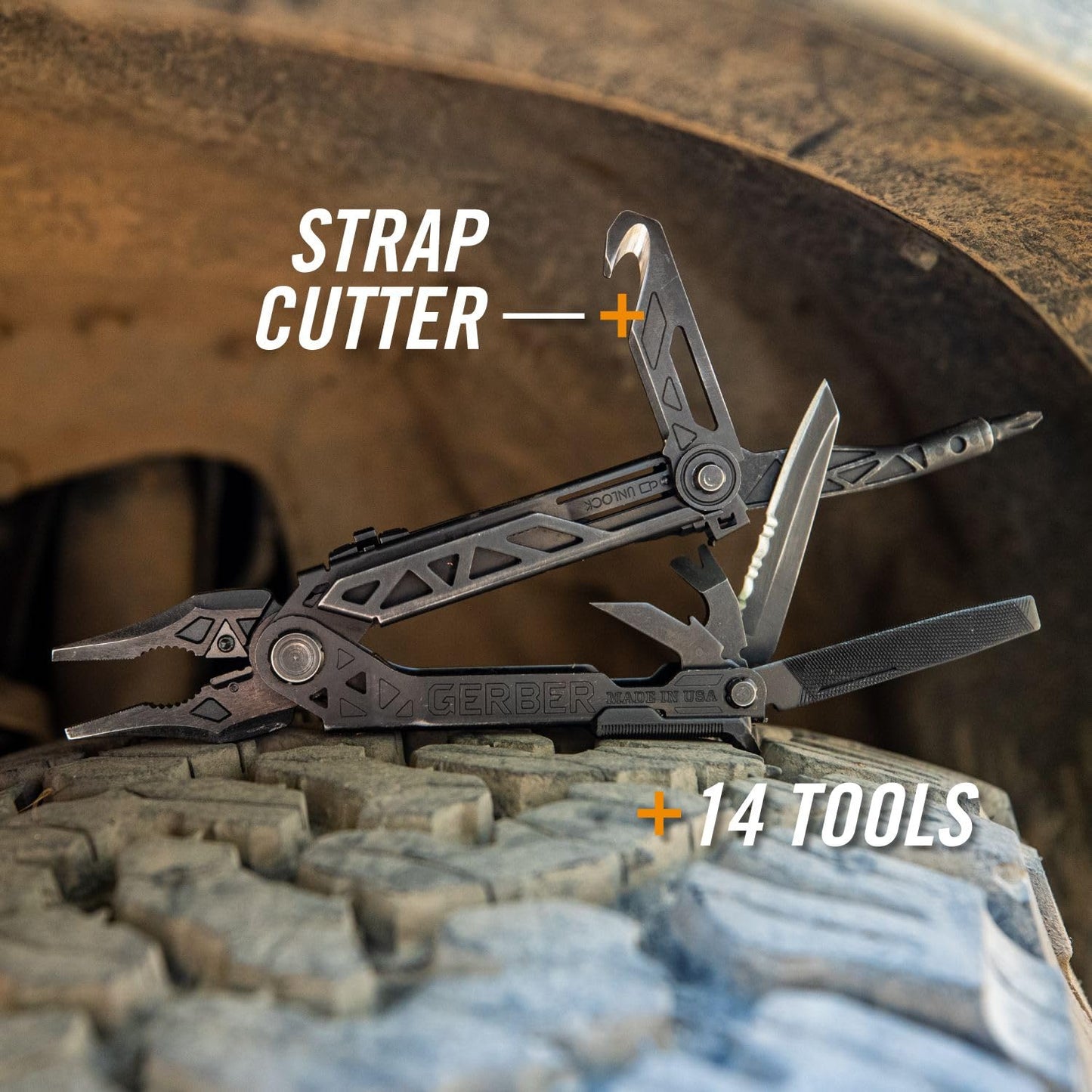 Gerber Gear Center Drive Rescue - Multitool Knife with Pliers, Strippers & Strap Cutter - Portable EDC Tactical Gear for Camping & Outdoor - Utility Tool - Molle Fabric Sheath- Made in USA - Black