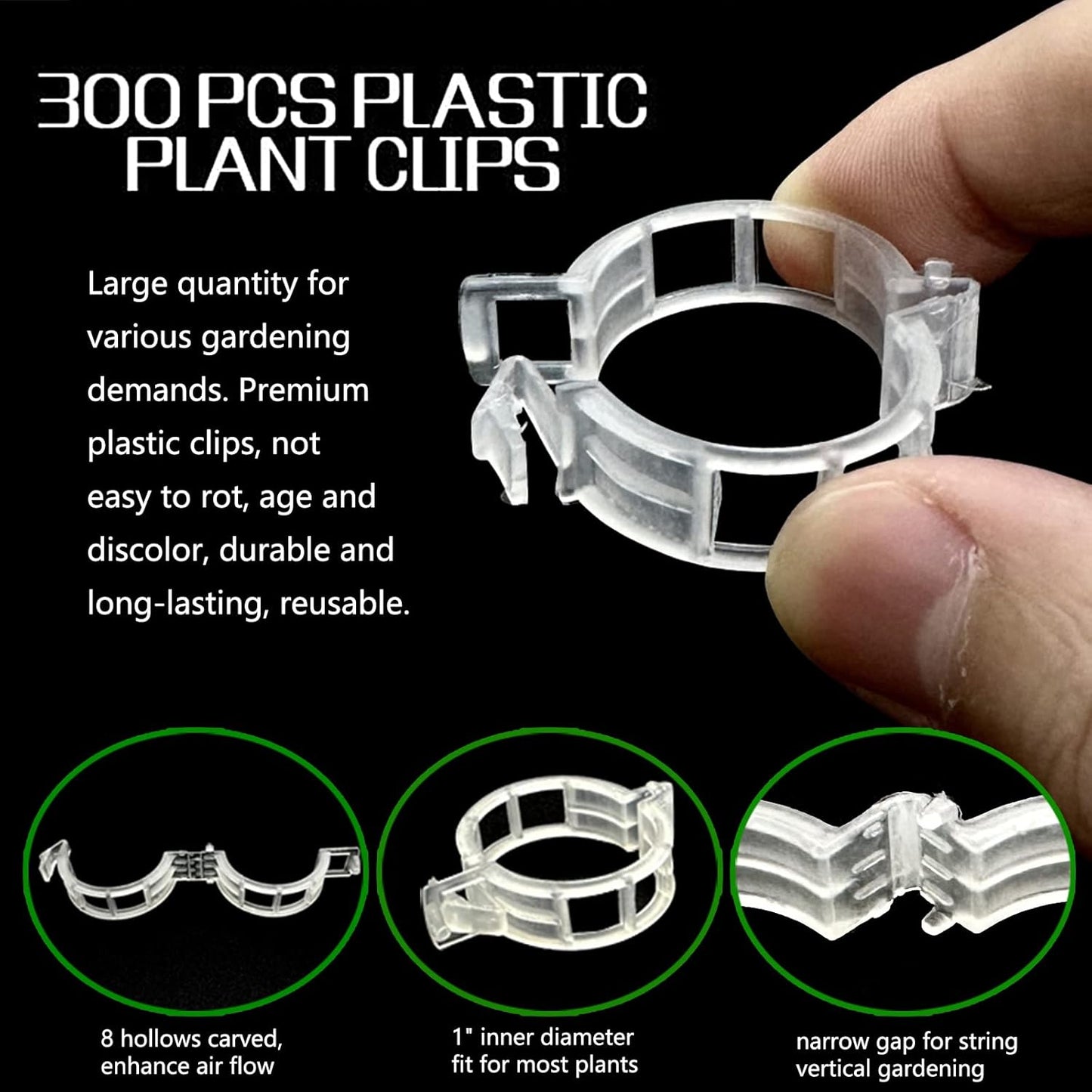 Piteno® Tomato Clips - 300 Pcs Plastic Trellis Support for Healthy Garden Growth | Ideal for Vegetables & Vines