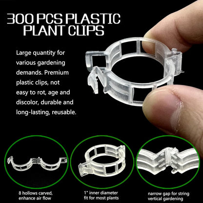 Piteno® Tomato Clips - 300 Pcs Plastic Trellis Support for Healthy Garden Growth | Ideal for Vegetables & Vines
