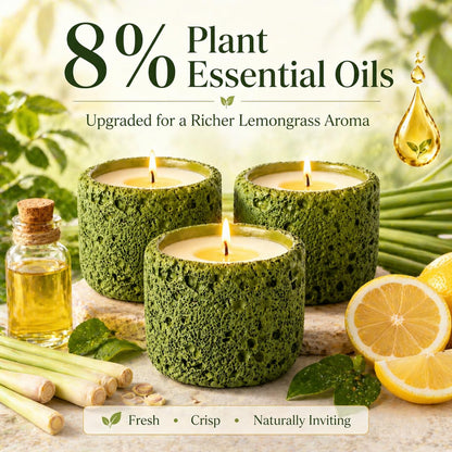 Viyffo 3 Pack Citronella Candles Outdoor, Lemongrass Scented Candle Set, Small 6oz Soy Candle in Green Ceramic Jar, Outdoor Candles for Patio, Deck, Garden, Backyard & Camping Gift (12 Hour Burn Each)