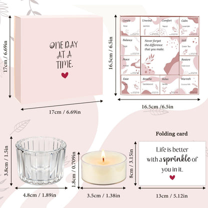 TUZELIYA Candle Gifts for Women, 12 Pack Secret Message Candles with 12 Scents, Birthday Gifts for Women, GirlfriendGifts for Her, Scented Tealight Candle Set with Gift Box & Card