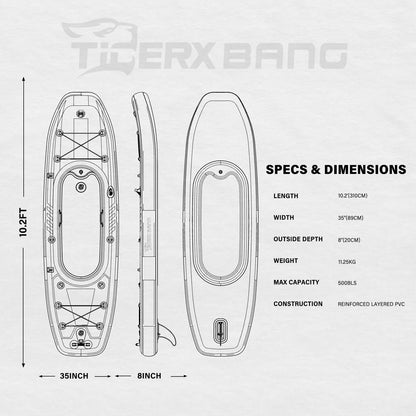 TIGERXBANG 10.2'x35''x8'' Inflatable Kayak with Detachable Seat, SUP-Kayak Set Includes Hand Pump/Aluminum Oar/Backpack, Inflatable Boat for Adults/Youth | for Fishing, Touring-Purple
