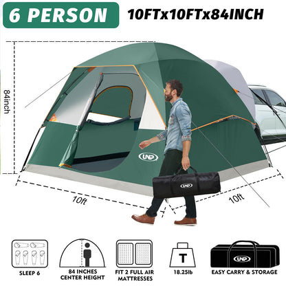 UNP SUV Dome Tent for Camping, Outdoor 6 Person Car Camping Tent, Easy Set Up SUV Tailgate Tent with Rainfly 10' x 10' Vehicle Camping Tent