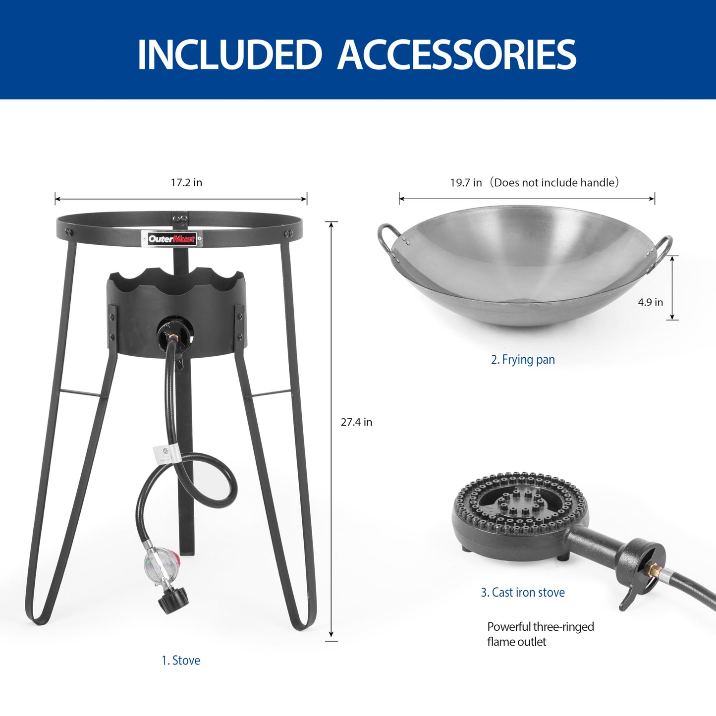 OuterMust Outdoor Cooker With Wok Wok Station