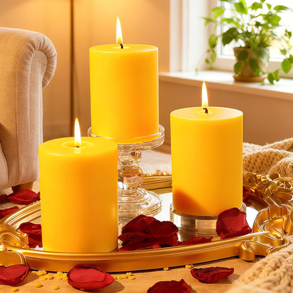 UGBEM 2 Packs 3"x 4" Natural Beeswax Pillar Candles, 100% Pure Beeswax Candle 120 Hours Long Burning Emergency Candle, Unscented Bees Wax Candles for Home Decor, Air Purification, Smokeless & Dripless