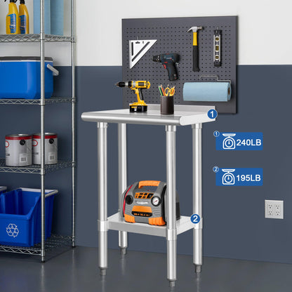 HARDURA Stainless Steel Table Prep & Work Table 24 x 72 Inches NSF Heavy Duty Commercial with Undershelf and Backsplash for Restaurant Kitchen Home and Hotel