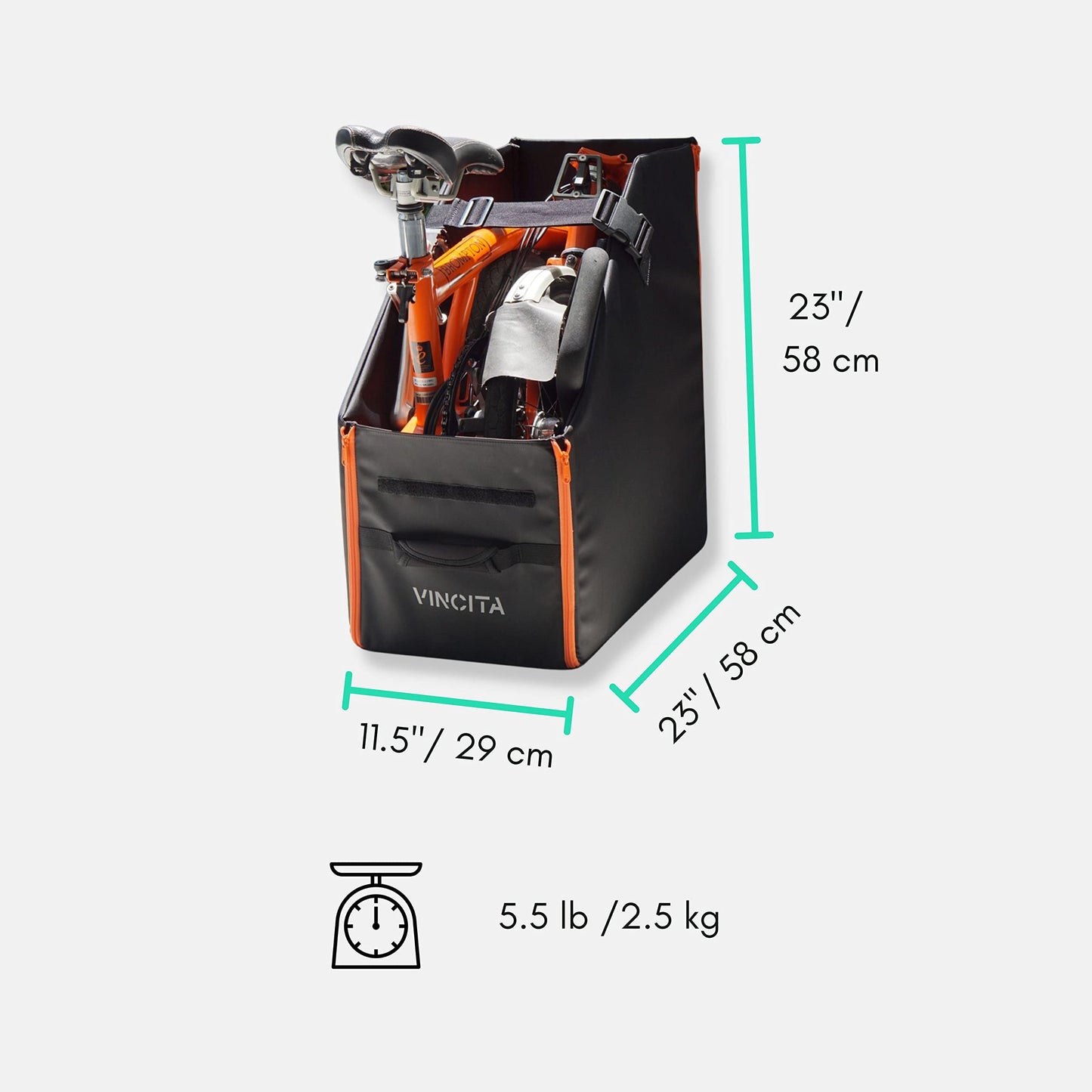 Vincita Keeper Box 2.0 for Folding Bike – Vertical Car Trunk Storage Organizer – Anti-Slip Transport Case with Security Buckle & Side Pockets – Protects Car Interior