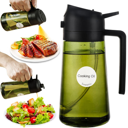 Oil Sprayer for Cooking, 2 In 1 Oil Dispenser and Oil Sprayer (Black+Dark Brown)