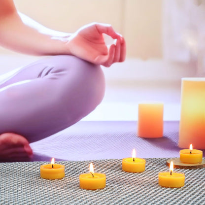 Capaniel 36 Packs Beeswax Tealight Candles- 4 Hour Burn Time Beeswax Candles Burn Evenly and Clean Bees Wax Candles Bulk Smokeless Beeswax Tea Lights for Relaxing Air Purification