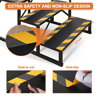 Kinchoix 3 Step RV Stairs, Hot Tub Steps, Outdoor Spa Step Ladder with Double Handrail,Portable Economy 5th Wheel Stair for Travel Trailer, Motor Home, Camper and Porch with Non-Skid Tapes