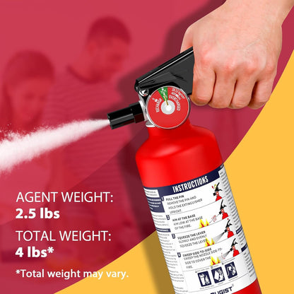 Ougist ABC Fire Extinguisher for Home & Vehicle - 2.5 lb 1-A:10-B:C Rated, Dry Chemical Fire Safety with Quick-Release Handle, Certified for Kitchen/Car/Boat Use-Model FF1KG 4Pack