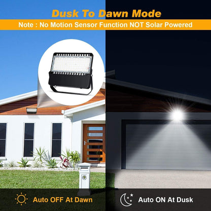 Juyace 240W LED Flood Light with Photocell, 36000LM Super Bright Dusk to Dawn Security Light, IP65 Waterproof Commercial Fixture for Stadium, Parking Lot, Building, Farm, Yard (5000K Daylight)