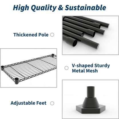 5 Tier Storage Shelving Unit Metal Shelves 70.8"W Wire Shelving, 70.5"H L-Shaped Pantry Shelves Kitchen Storage Shelves for Home Commercial Garage Heavy Duty, 70.8"H x 70.5"W x 15.8"D