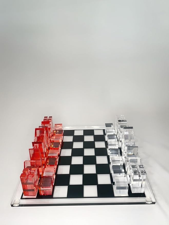 Luxury Acrylic Chess Set Sophisticated Stylish Design 2 Players Age 12+