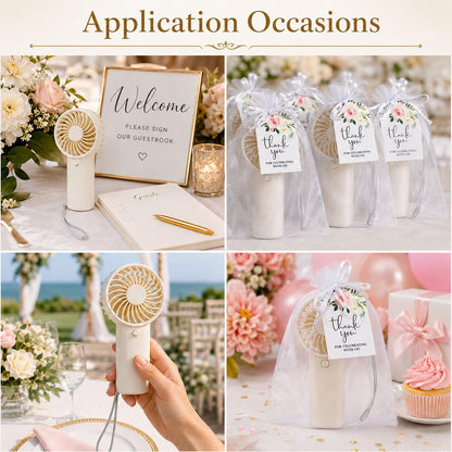 PROY 100 Pack Mini Fans Bulk, Portable Fan Bulk with Thank You Cards and Gift Bags, Wedding Favors Sets with Lanyard for Bridal Shower, Travel and Summer Beach Party