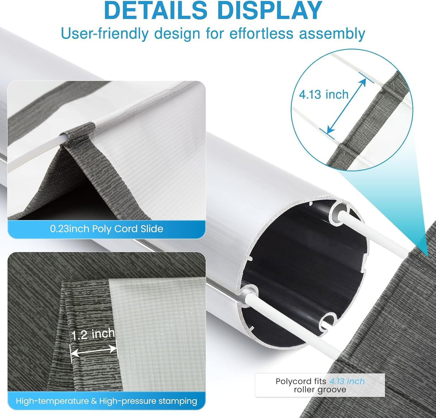 Glamful RV Awning Fabric Replacement 19.5oz Heavy-Duty Vinyl, 21FT(Fabric20'2") Camper Awning Fabric, Weatherproof, UV-Resistant, Cold-Crack Tested, Fit for RVs, Travel Trailers, Gray Fade
