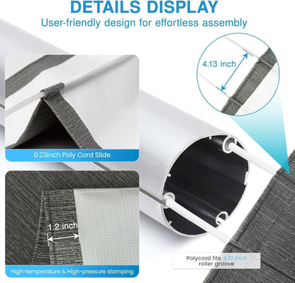 Glamful RV Awning Fabric Replacement 19.5oz Heavy-Duty Vinyl, 21FT(Fabric20'2") Camper Awning Fabric, Weatherproof, UV-Resistant, Cold-Crack Tested, Fit for RVs, Travel Trailers, Gray Fade