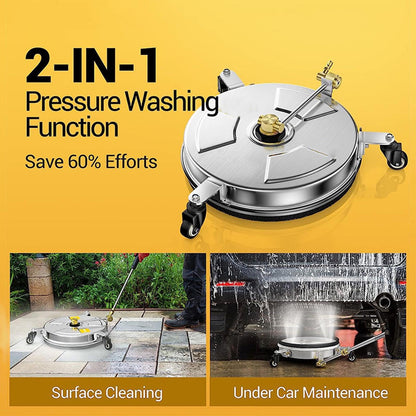 Luocute Undercarriage Pressure Washer Attachment, 4000PSI Reversible Pressure Washer Surface Cleaner with 4 Wheels, Portable for Deck Sidewalk Porch, Power Accessories