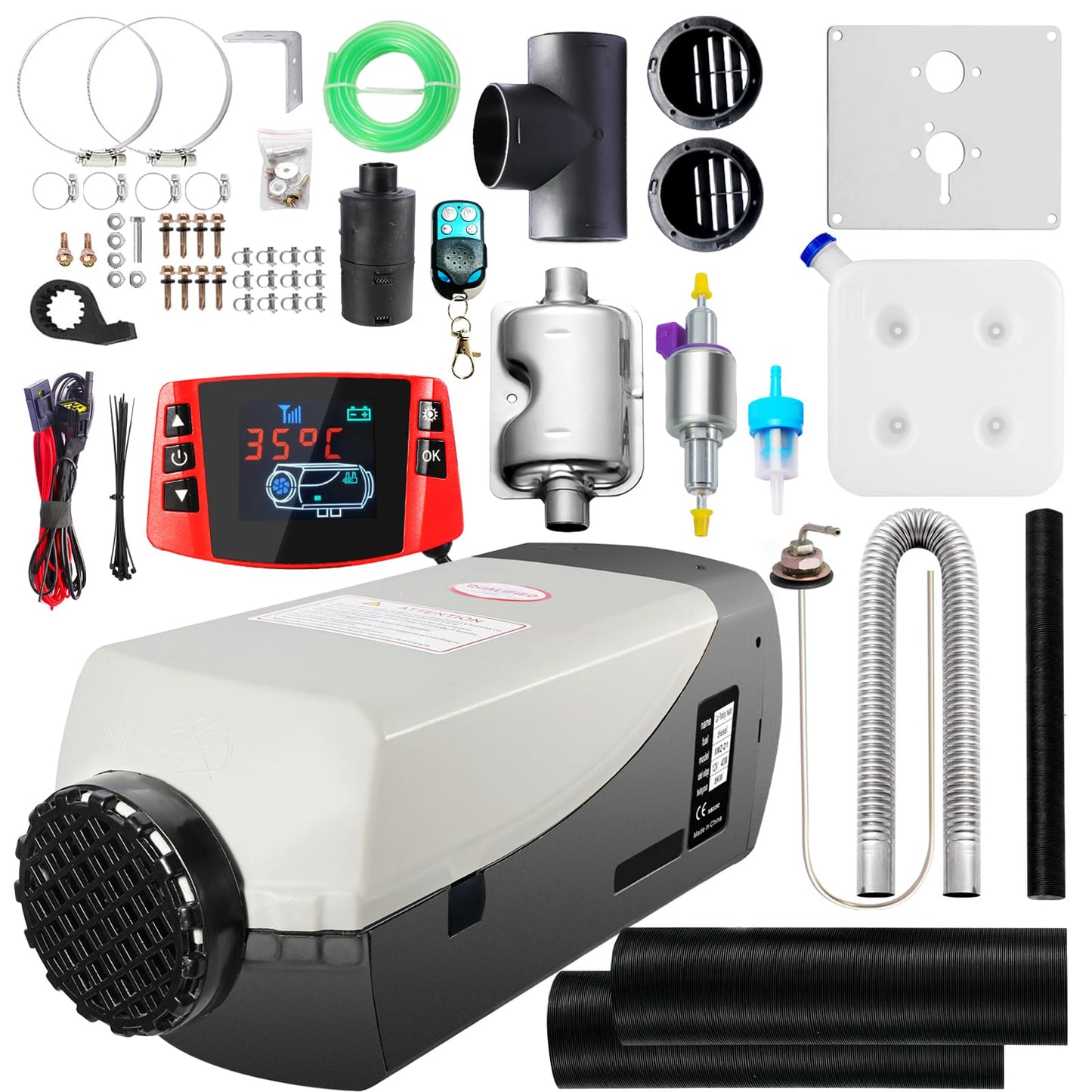 WAYSKA Diesel Air Heater 12V, 15L Tank, Diesel Heater 8KW, Muffler, Diesel Parking Heater with LCD Monitor & Remote Control for Trucks, Trailer, Boat and Motor-Home