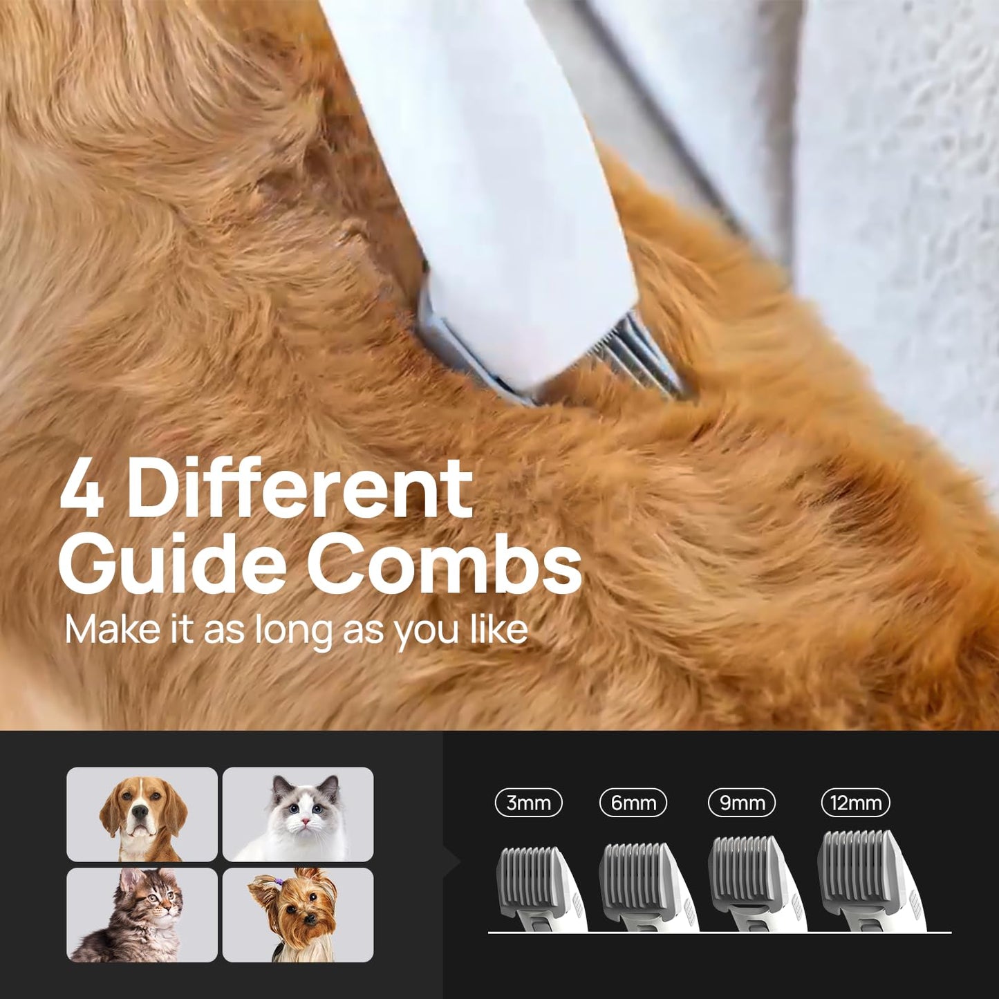Pet Grooming Vacuum Kit - Cat & Dog Grooming Kit for Easy Pet Care at Home & Outdoor, 12000 Pa Powerful Suction， 8000mAh Vaccum Cleaner - Includes Clippers, Brush, Nail Trimmer Grinder