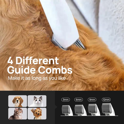 Pet Grooming Vacuum Kit - Cat & Dog Grooming Kit for Easy Pet Care at Home & Outdoor, 12000 Pa Powerful Suction， 8000mAh Vaccum Cleaner - Includes Clippers, Brush, Nail Trimmer Grinder