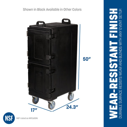 Carlisle FoodService Products Cateraide Insulated Front Loading Food Pan Carrier with Casters for Catering, Events, and Restaurants, Plastic, 10 Pans, Black