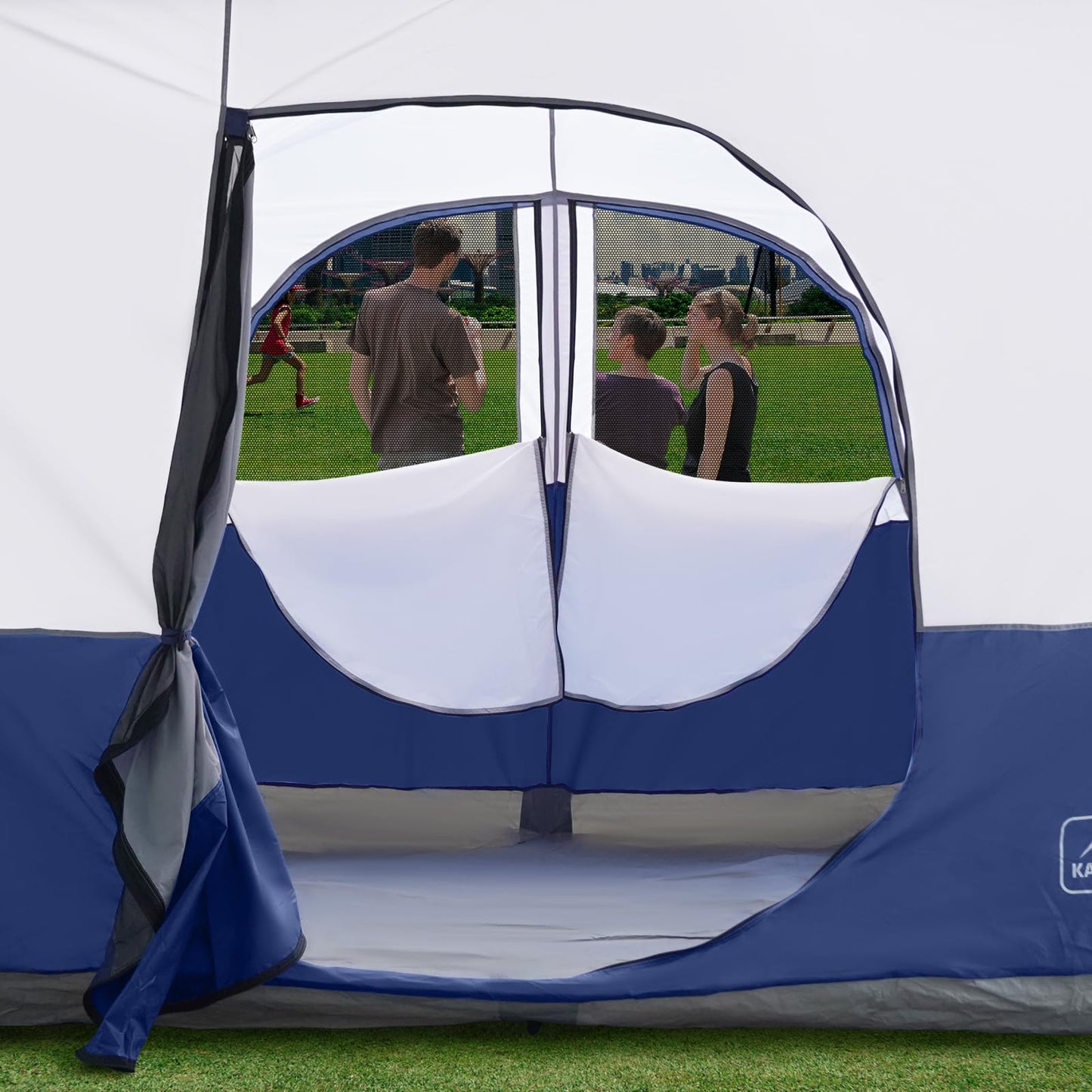 KAMPKEEPER Canopy Side Tent,4-6 Person Camping Cube Tent for 10x10 Pop Up Canopies,Easy Up Gazebo with Window,Compatible with 10' Wide Canopy Tents (Navy Blue)